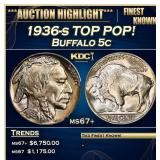 IO 1936-s Buffalo Nickel TOP POP! 5c ms67+ SEGS