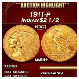 IE 1911-p Gold Indian Quarter Eagle $2 1/2 ms64+ S