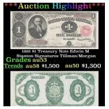1891 $1 Treasury Note Edwin M Stanton Grades Selec