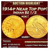 IE 1914-p Gold Indian Quarter Eagle Near Top Pop!