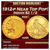 IE 1912-p Gold Indian Quarter Eagle Near Top Pop!