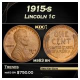 1915-s Lincoln Cent 1c Grades ms63 bn