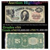1869 "Rainbow Note" $1 Large Size Legal Tender Not