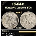 1944-p Walking Liberty Half Dollar 50c Grades ms66