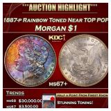 YO 1887-p Morgan Dollar Rainbow Toned Near TOP POP
