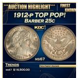 YO 1912-p Barber Quarter TOP POP! 25c ms67 SEGS