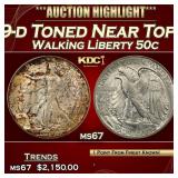 IE 1939-d Walking Liberty Half Dollar Toned Near T