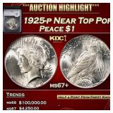 YC 1925-p Peace Dollar Near Top Pop! $1 ms67+ SEGS