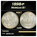 1898-p Morgan Dollar $1 Grades ms66