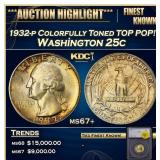 1932-p Washington Quarter Colorfully Toned TOP POP