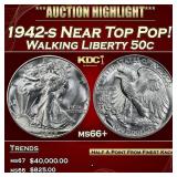 YO 1942-s Walking Liberty Half Dollar Near Top Pop