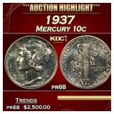 IO 1937 Proof Mercury Dime 10c pr68 SEGS
