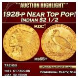 IE 1928-p Gold Indian Quarter Eagle Near Top Pop!