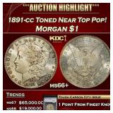 YC 1891-cc Morgan Dollar Toned Near Top Pop! $1 ms