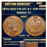 1870 DDO FS-101 S-1 Indian Cent TOP POP! 1c ms66+