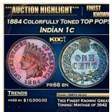 IO 1884 Proof Indian Cent Colorfully Toned TOP POP