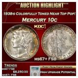 PCGS 1938-s Mercury Dime Colorfully Toned Near Top