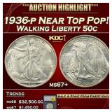 1936-p Walking Liberty Half Dollar Near Top Pop! 5