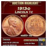 1913-d Lincoln Cent 1c ms65+ rb SEGS