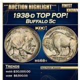 IO 1938-d Buffalo Nickel TOP POP! 5c ms68+ SEGS