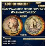 YO 1939-p Washington Quarter Rainbow Toned TOP POP