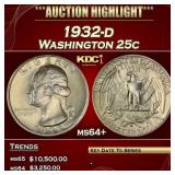 IO 1932-d Washington Quarter 25c ms64+ SEGS