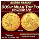 IE 1909-p Gold Indian Quarter Eagle Near Top Pop!