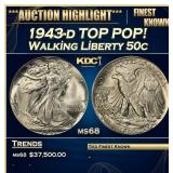 IO 1943-d Walking Liberty Half Dollar TOP POP! 50c