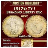 1917-d Ty I Standing Liberty Quarter 25c ms66+ FH