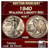 YO 1940 Proof Walking Liberty Half Dollar 50c pr68