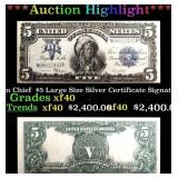 1899 Oncpapa Indian Chief  $5 Large Size Silver Ce