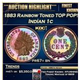 YO 1883 Proof Indian Cent Rainbow Toned TOP POP! 1