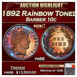 1892 Proof Barber Dime Rainbow Toned 10c pr68 SEGS