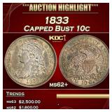 IO 1833 Capped Bust Dime 10c ms62+ BSCG