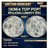 YO 1936-s Walking Liberty Half Dollar TOP POP! 50c