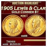 IE 1905 Lewis & Clark Gold Commem Dollar 1 ms66 SE