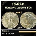 IO 1943-p Walking Liberty Half Dollar 50c Grades m