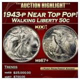 IO 1943-p Walking Liberty Half Dollar Near Top Pop