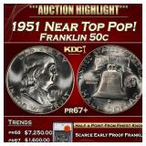 1951 Proof Franklin Half Dollar Near Top Pop! 50c