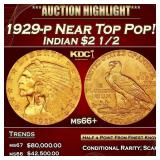IE 1929-p Gold Indian Quarter Eagle Near Top Pop!