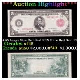 1914 $5 Large Size Red Seal FRN Rare Red Seal Grad