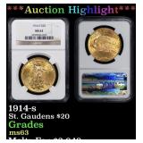 NGC 1914-s Gold St. Gaudens Double Eagle $20 ms63
