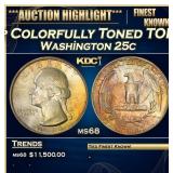 IE 1934-p Washington Quarter Colorfully Toned TOP