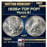 YO 1935-p Peace Dollar TOP POP! $1 ms67 SEGS