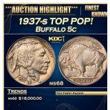 IO 1937-s Buffalo Nickel TOP POP! 5c ms68 SEGS