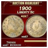 IO 1900 Liberty Nickel 5c ms67 SEGS