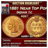 YO 1881 Indian Cent Near Top Pop! 1c ms66+ rd SEGS