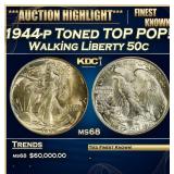 IE 1944-p Walking Liberty Half Dollar Toned TOP PO