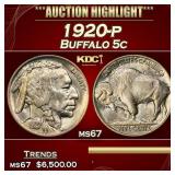1920-p Buffalo Nickel 5c ms67 SEGS