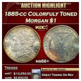1885-cc Morgan Dollar Colorfuly Toned $1 ms66+ SEG